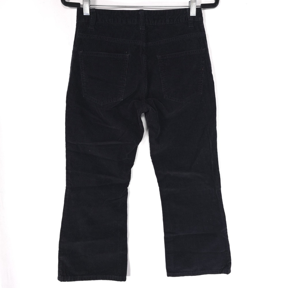 asos Black Corduroy Flare Pants 26/28 Straight Bootcut Jeans Cotton Turkey Crop - Picture 11 of 13